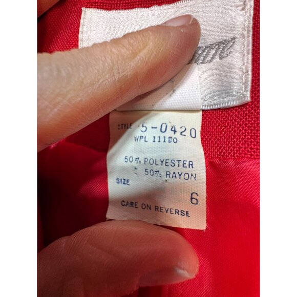 Vintage Park Square Womens Blazer & Pencil Skirt Set Size 6 Red Formal - Picture 3 of 15